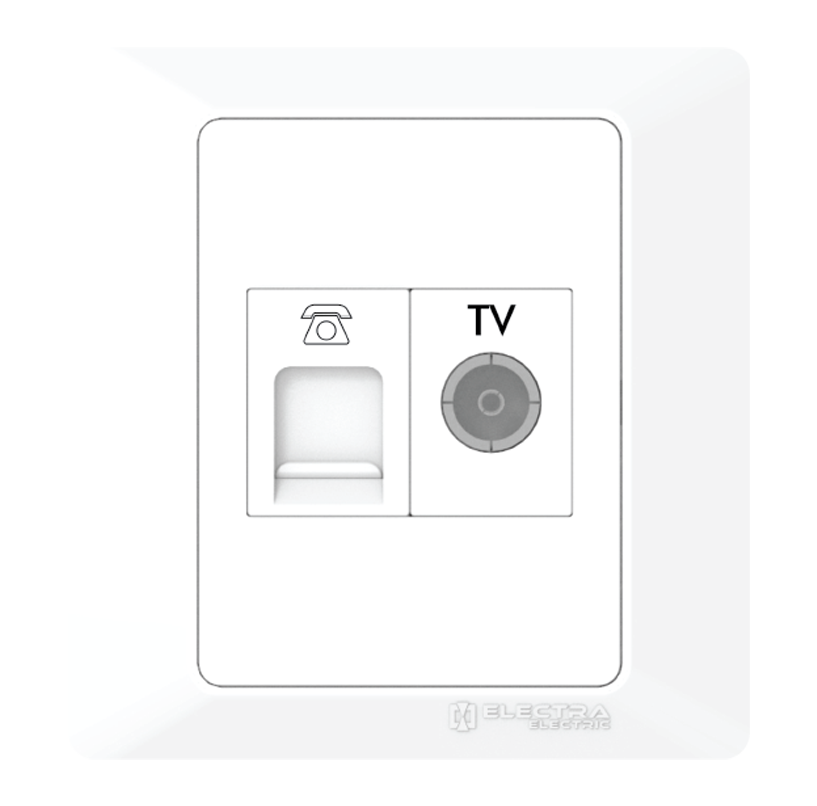 Electra Electric Tv Coxial Socket + Rj-11 Socket Single With Shutter