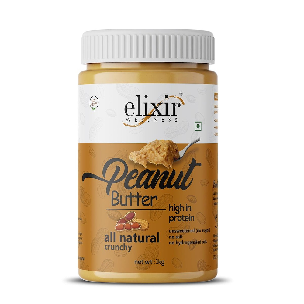 Elixir All Natural Unsweetened Peanut Butter | Crunchy | 1KG