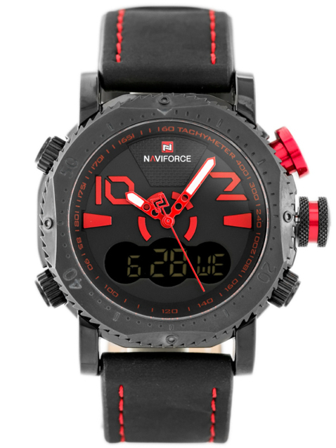 Naviforce Double Time Function Analog/Digital Watch For Men NF9094 Black/Red
