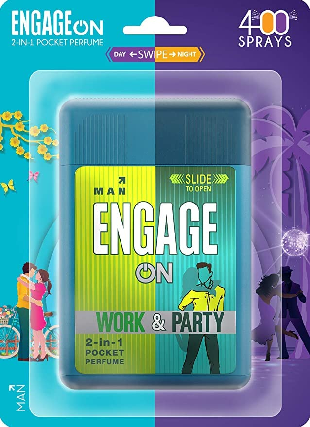 Engage On 2-In-1 Pocket Perfume Man Work & Party, Skin Friendly, 28 ml