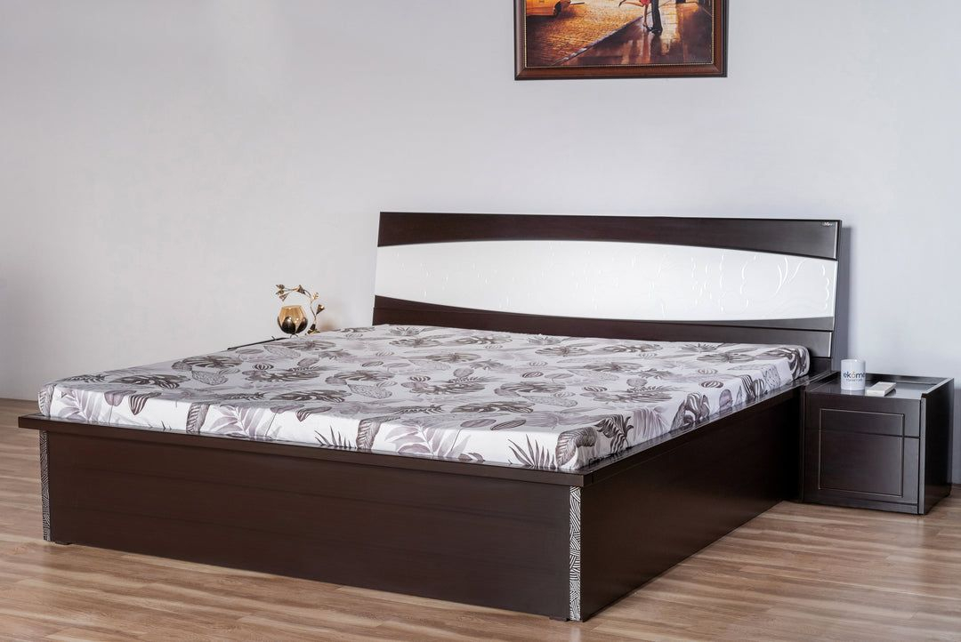 MDF Engineered Wood Queen Bed with Box Storage and Hydraulic Mechanism