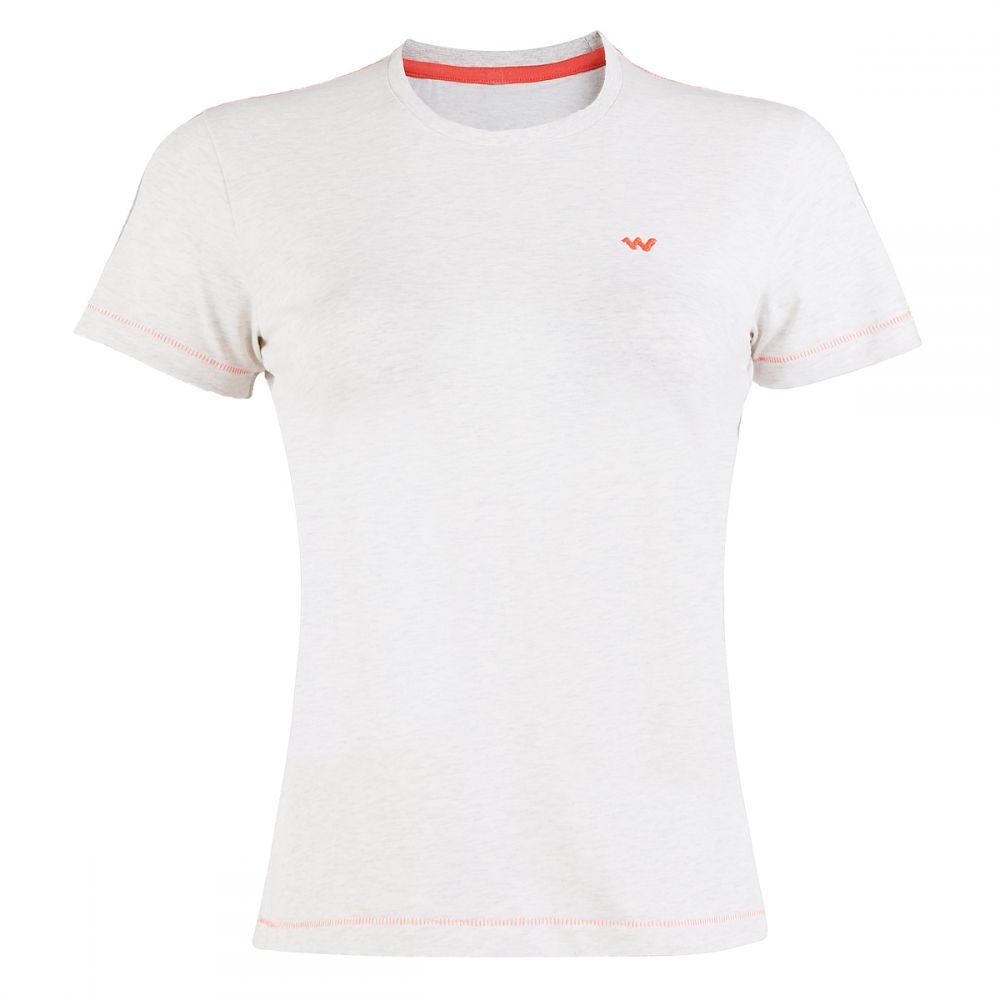 Wildcraft Ess Crew Neck T-Shirt For Women-Grey Melange-L