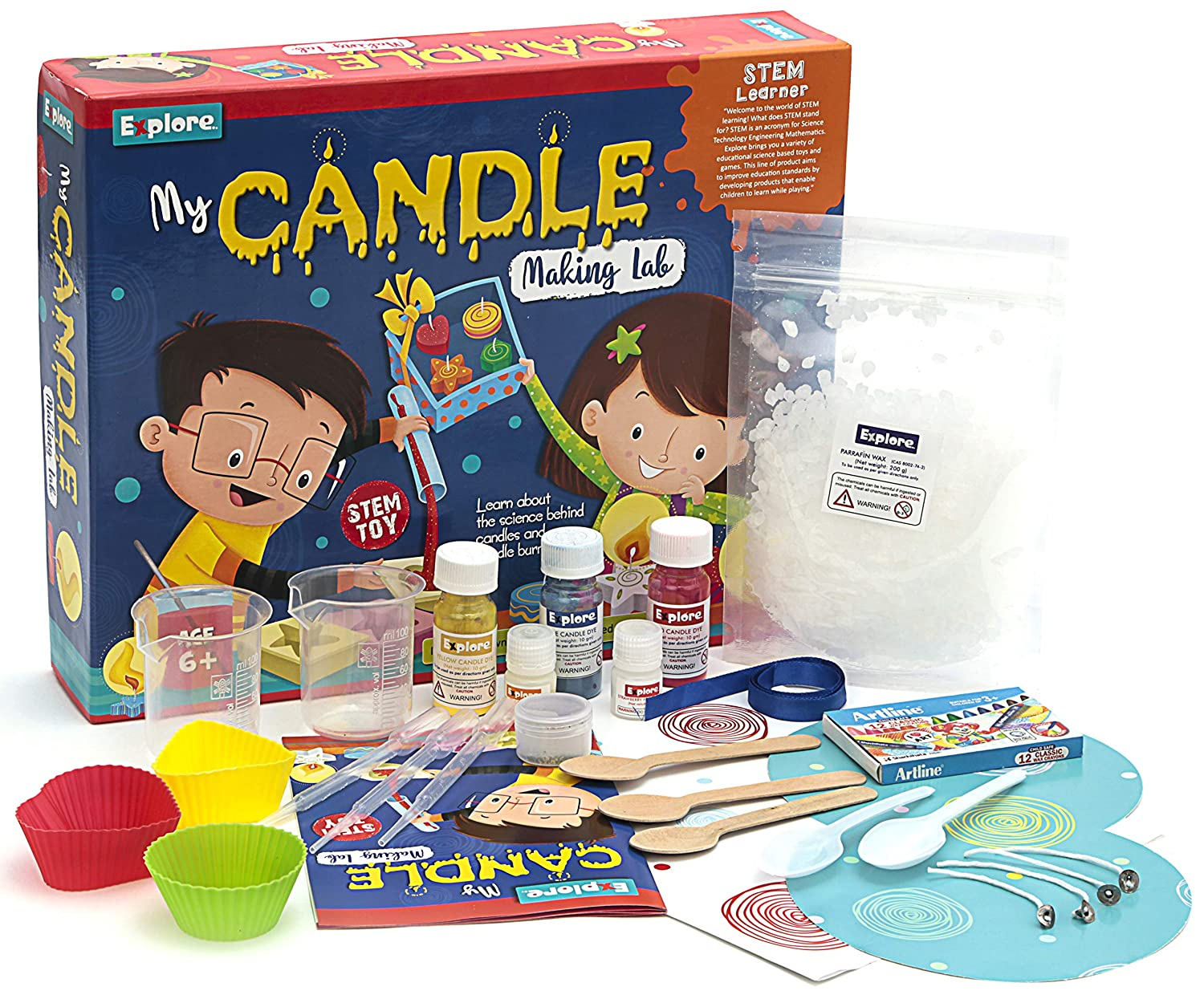 Explore My Candle Making lab STEM Educational Learner DIY Activity Toy Kit for Ages 6+ of Boys and Girls