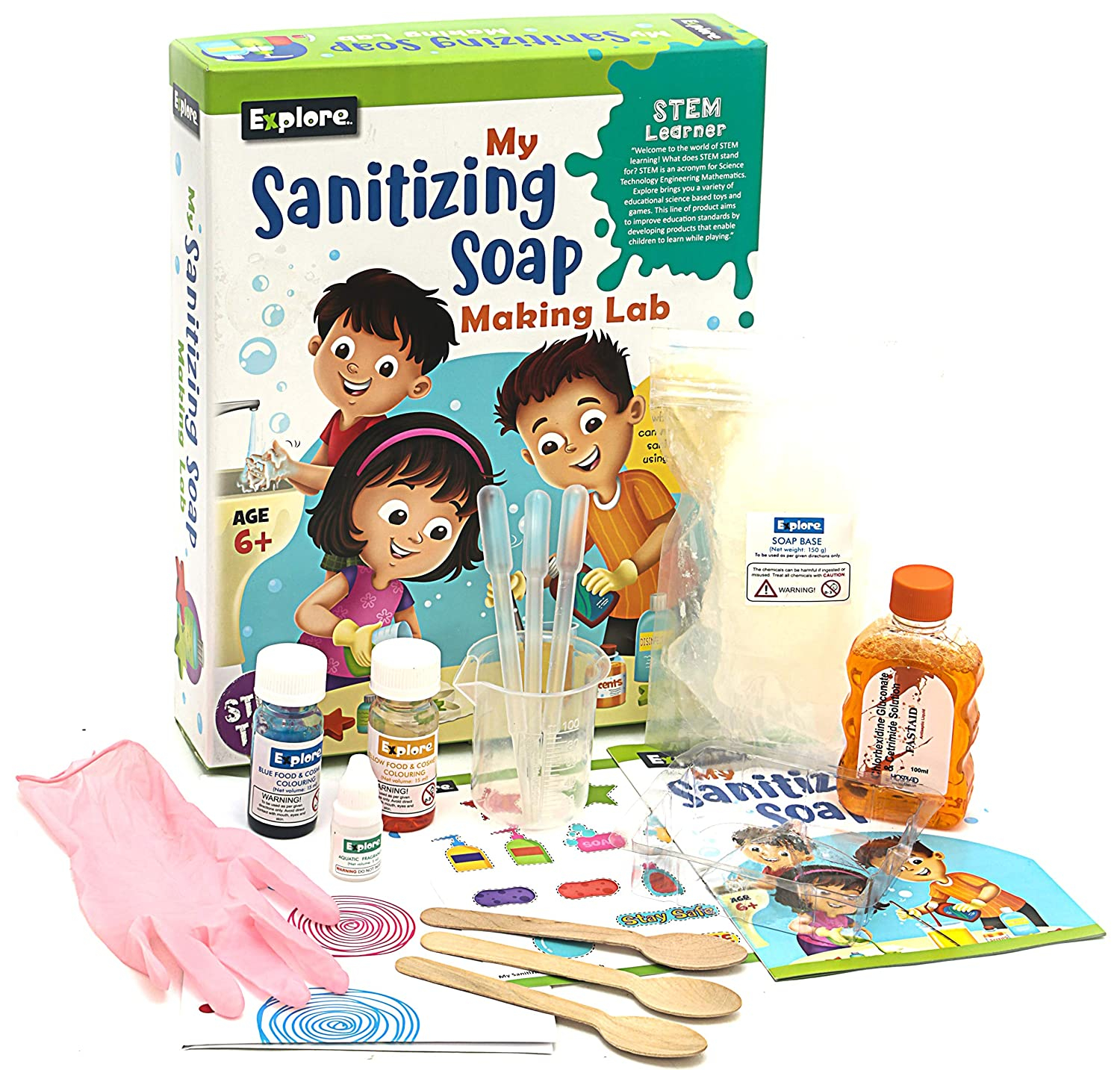 Explore  My Sanitizing Soap Making Lab STEM Educational Learner DIY Activity Toy Kit for Girls and Boys