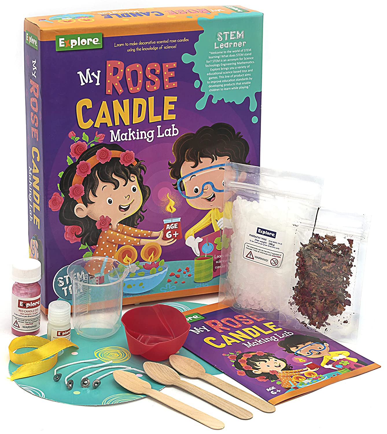 Explore My Rose Candle Making Lab STEM Educational Learner DIY Activity Toy Kit for Girls and Boys