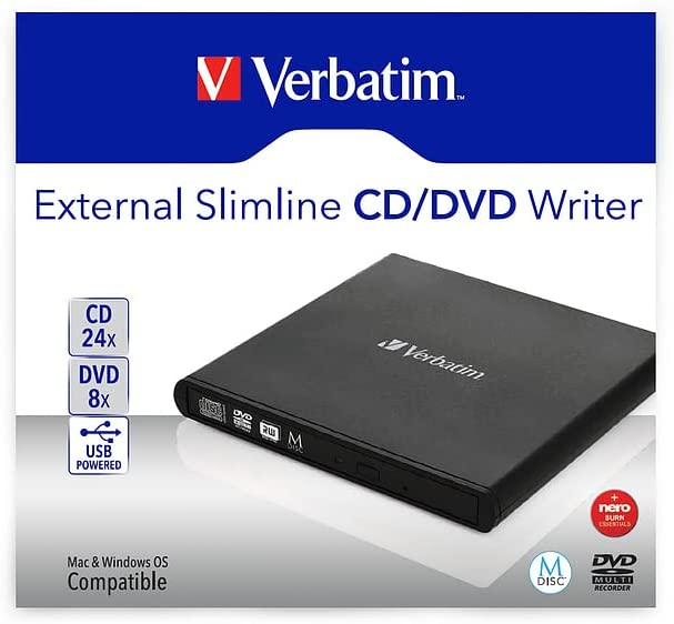 Verbatim 98938 External Slimline Mobile CD/DVD Writer USB2.0