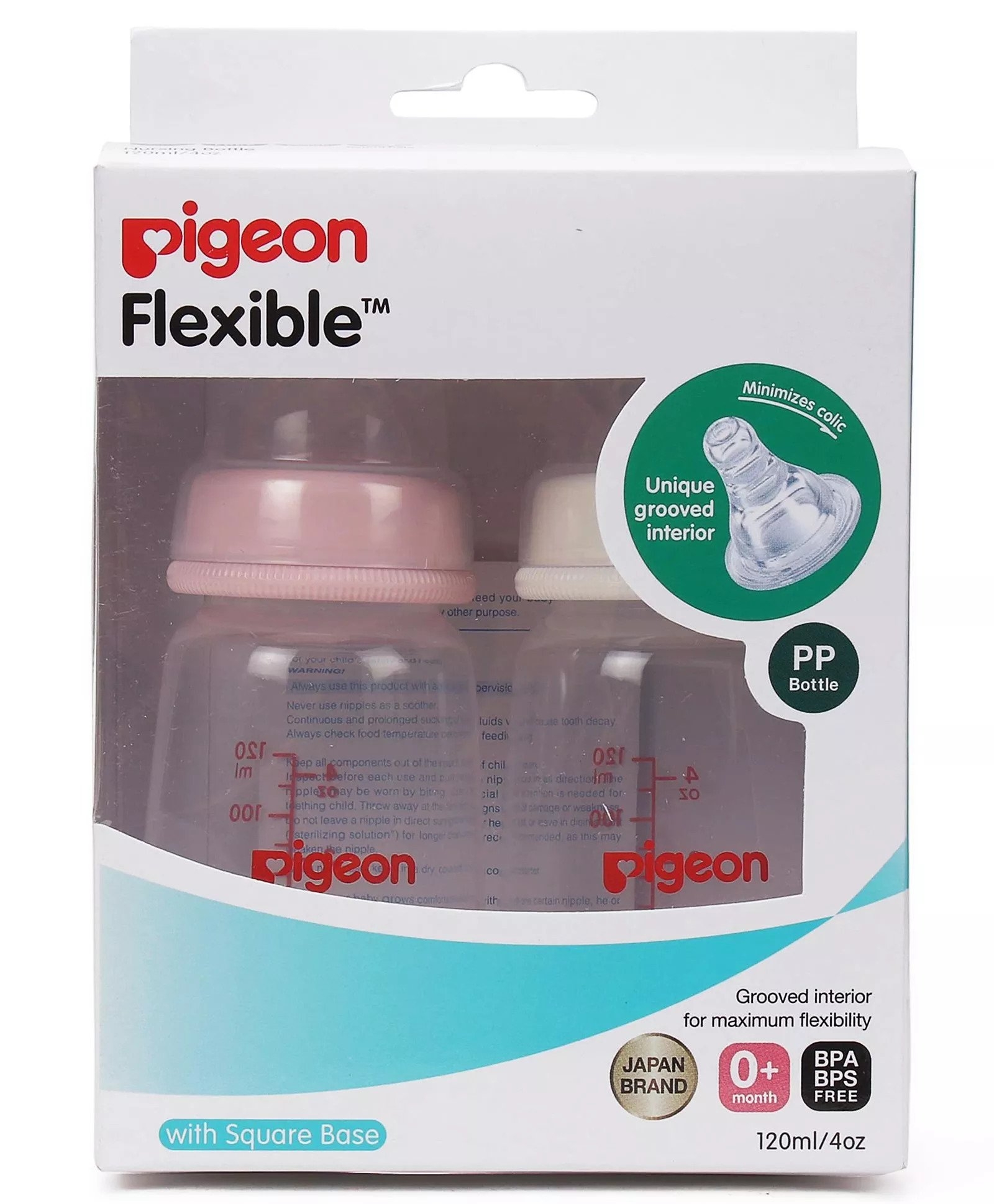 Pigeon Peristaltic Nursing Bottle Twin Pack KPP 120ML(PInk And White ) Nipple