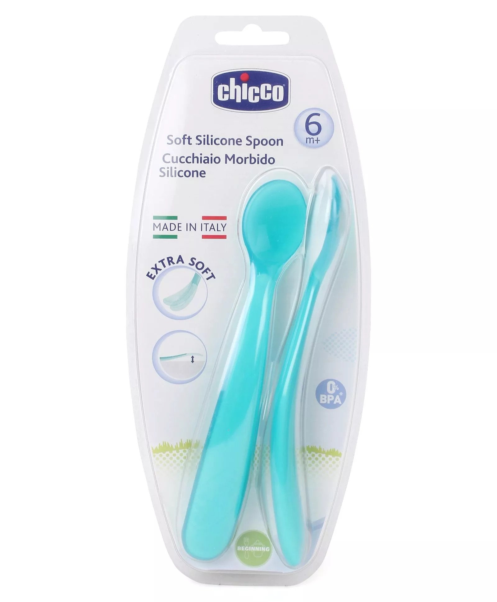Chicco Soft Silicon Spoon Bi-Pack Boy