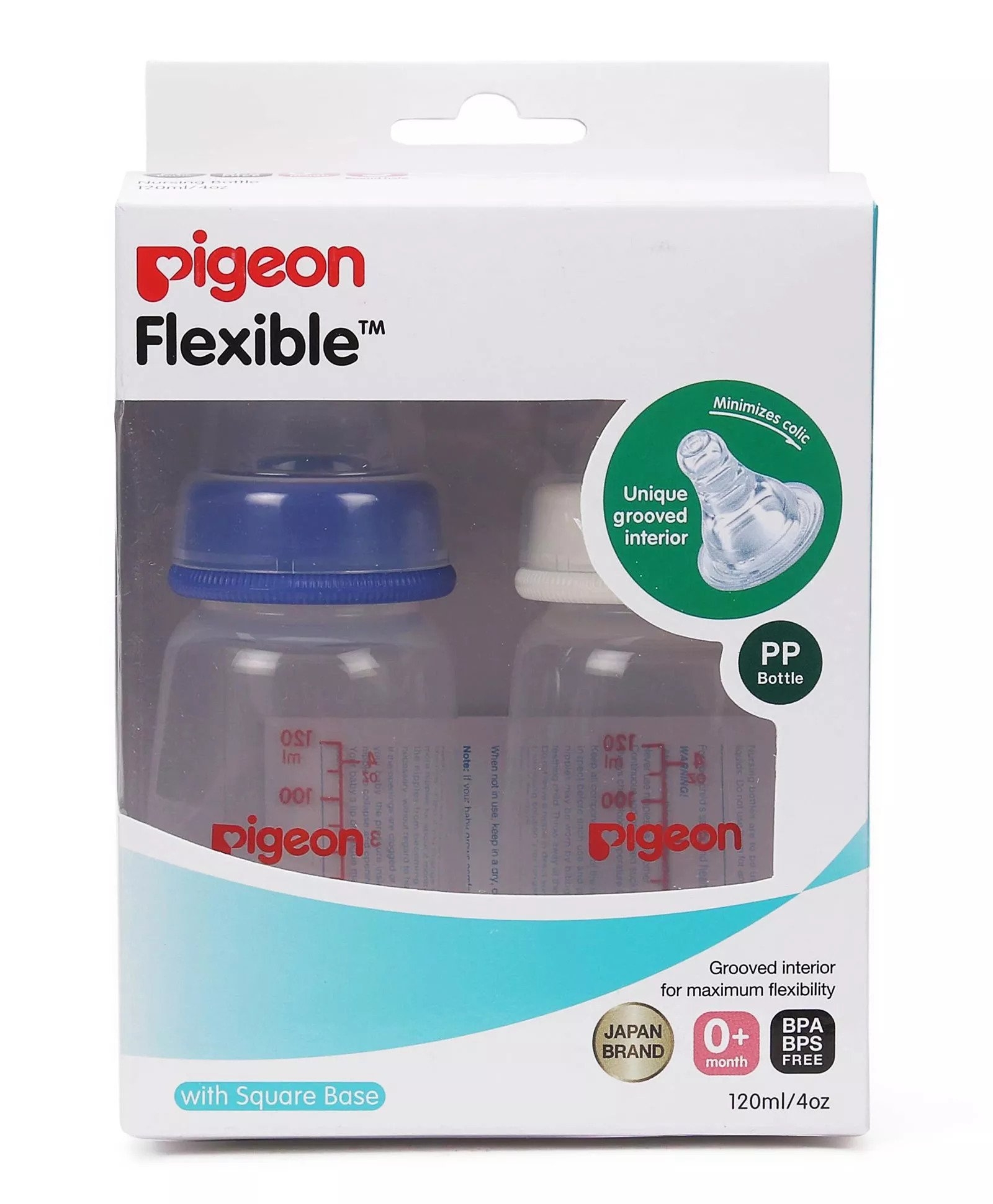 Pigeon Peristaltic Nursing Bottle Twin Pack KPP 120ML(Blue And White ) Nipple