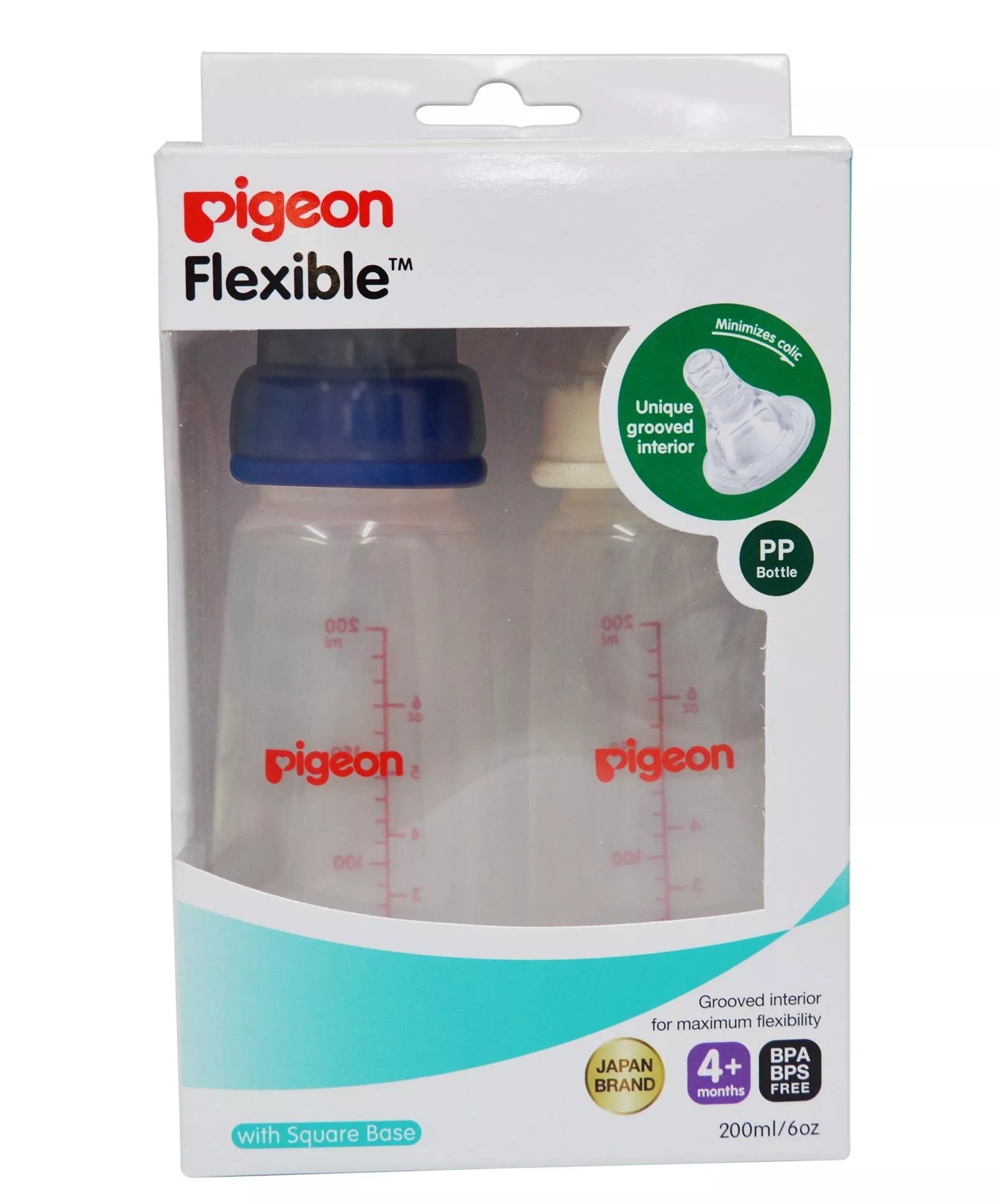 Pigeon Peristaltic Nursing Bottle Twin Pack KPP 200ML(Blue And White ) Nipple