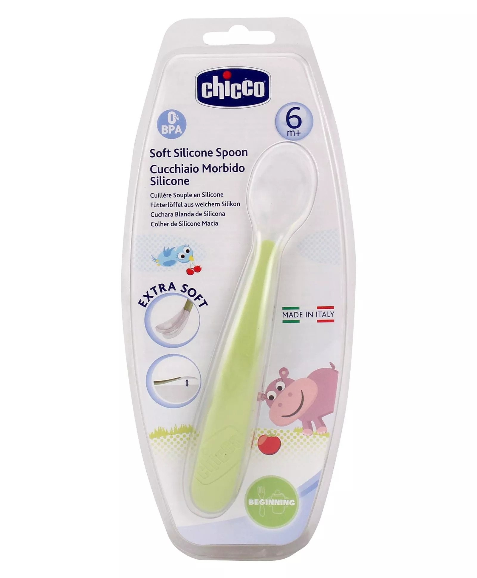 Chicco Soft Silicone Spoon - Green