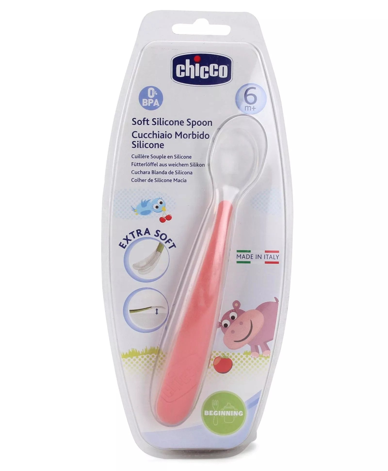 Chicco Soft Silicone Spoon - Red