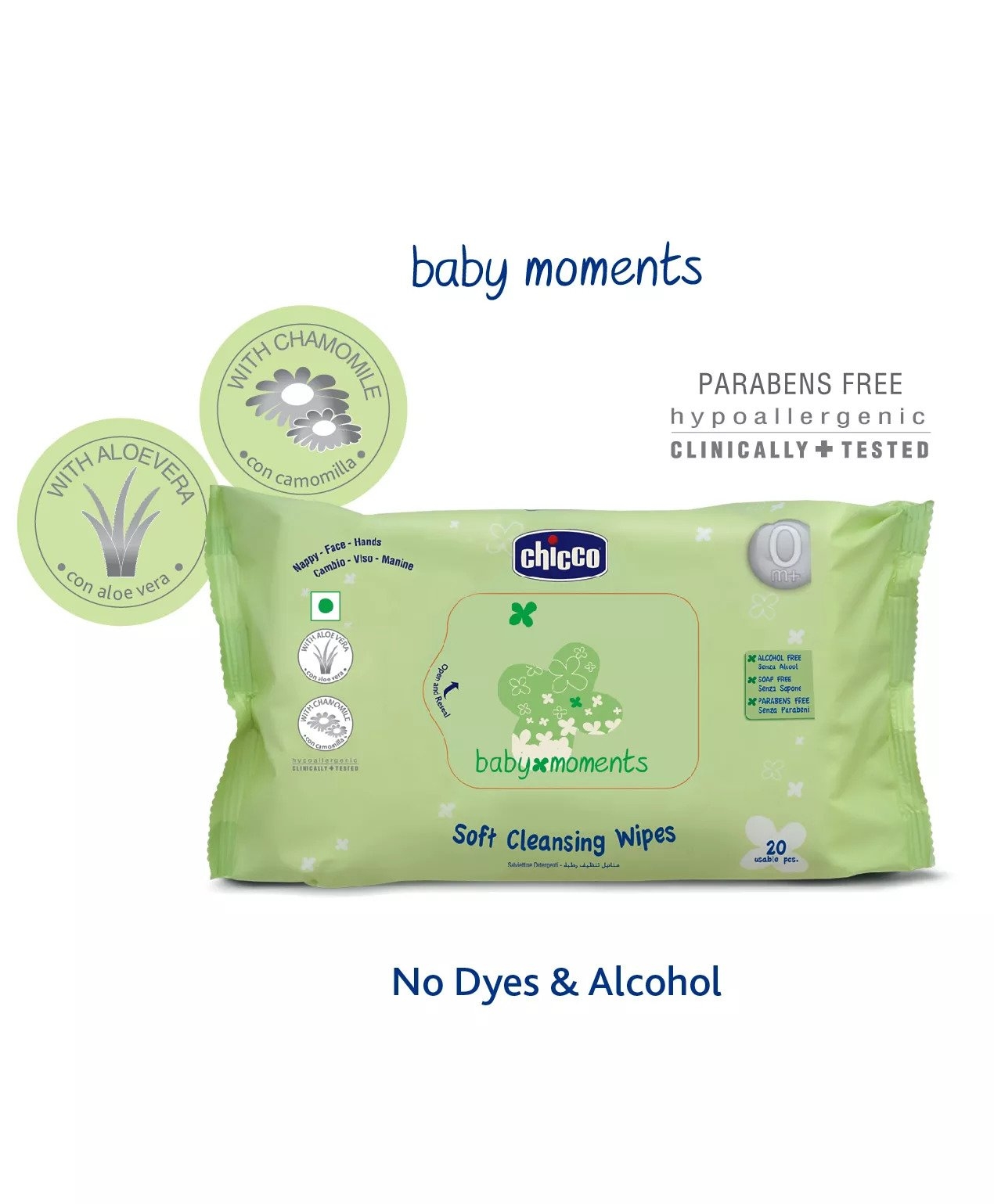 Chicco Baby Moments Soft Cleansing Wipes 20 Pieces