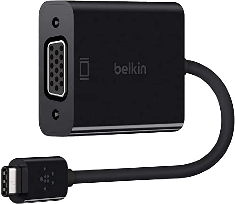 Belkin F2CU037btBLK USB C To VGA Adapter - USB C To VGA Cable For MacBook Pro, MacBook Air, Mac Mini, iPad Pro, iPad 12.9”, iPad Mini, Chromebook, Dell XPS & Other USB C Devices