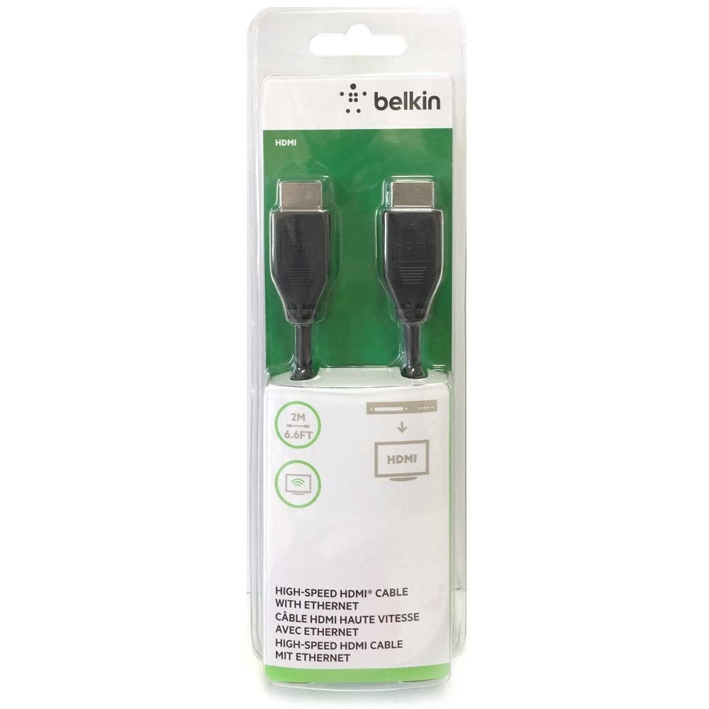 Belkin F3Y020bt2M High Speed HDMI Cable Supports Ethernet, 3D, 4K, 1080p, Audio Return for Television (2 Meters, Black)