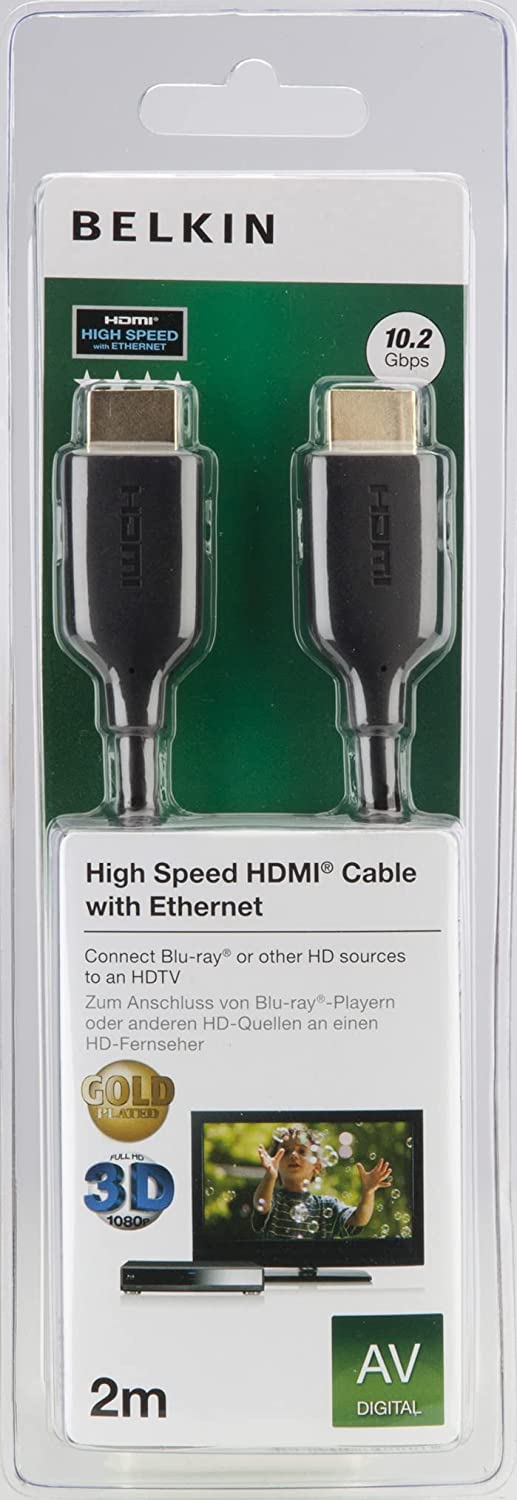 Belkin F3Y021bt2M High Speed HDMI Cable with Ethernet - 2 Meter (Black)