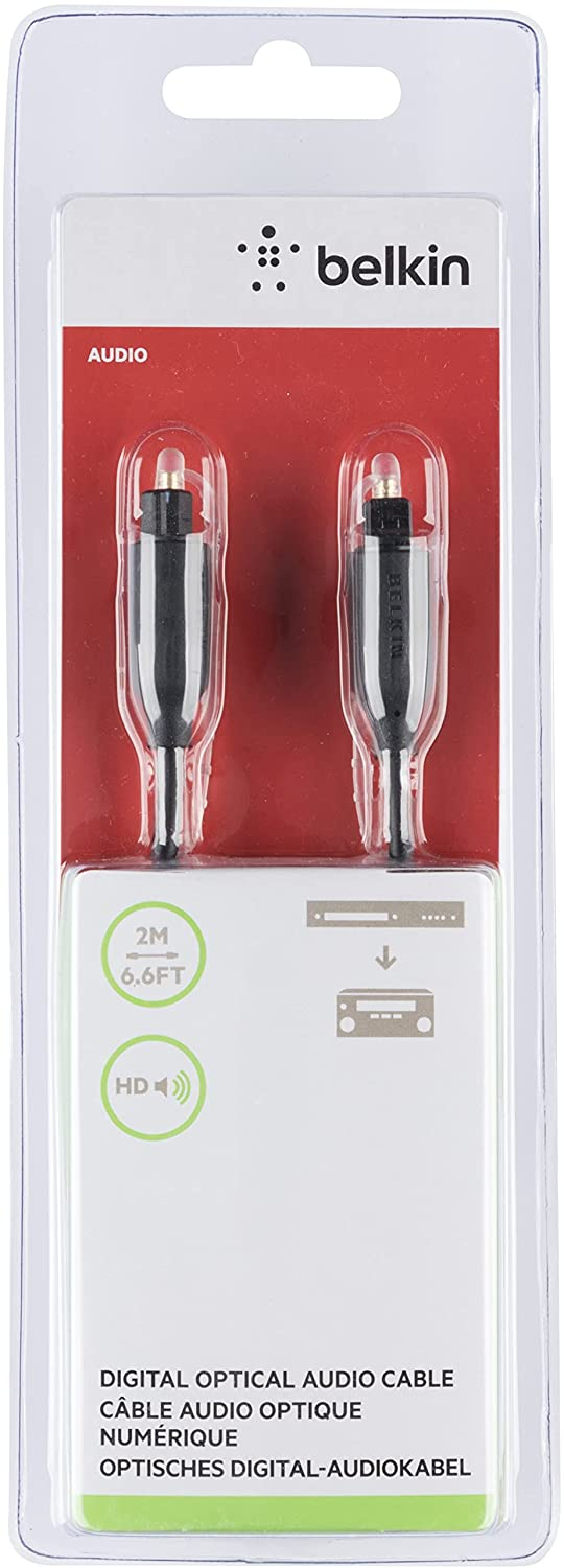 Belkin F3Y093BT2M - Television Digital Optical Audio Cable, Black