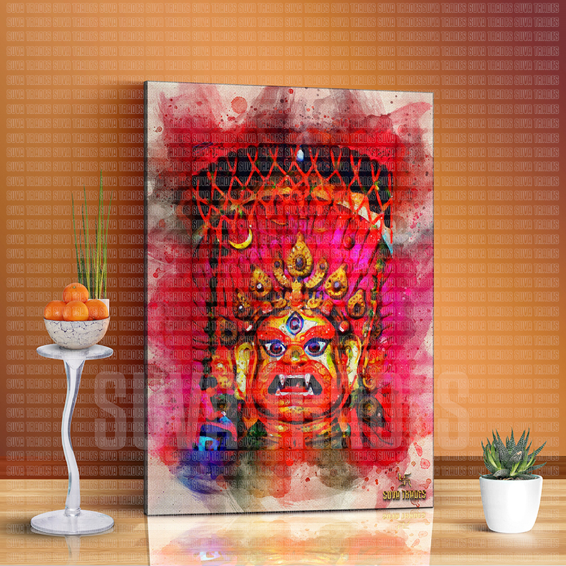 1 Panel Bhairab / Vairab God Wall Hang Canvas Print With Wooden Frame by Suva Trades