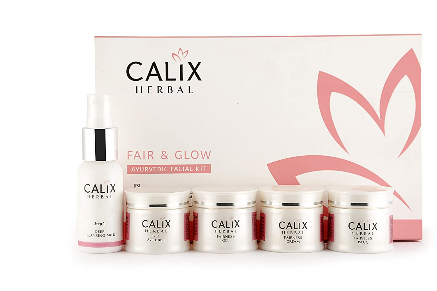 Calix Herbal Fair & Glow Ayurvedic Facial Kit Creamy Whitening Beneficiation Enriched with Lemon and Berries, 260 gm