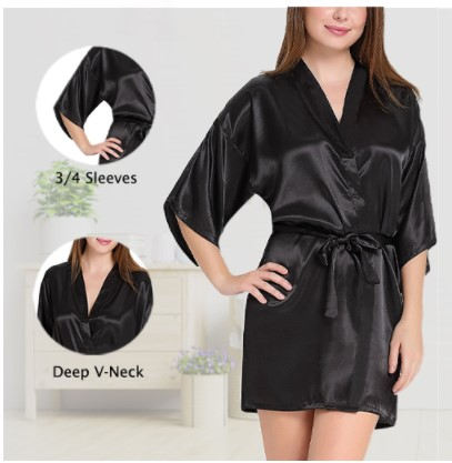Fancyra - Women Nightwear Satin Night Suit for Women Room Nighty Hot & Sexy Lingerie for Honeymoon Free Size Black
