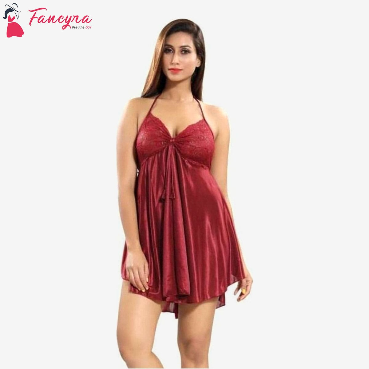 Fancyra - Maroon One Piece Nightwear For Women- Free Size