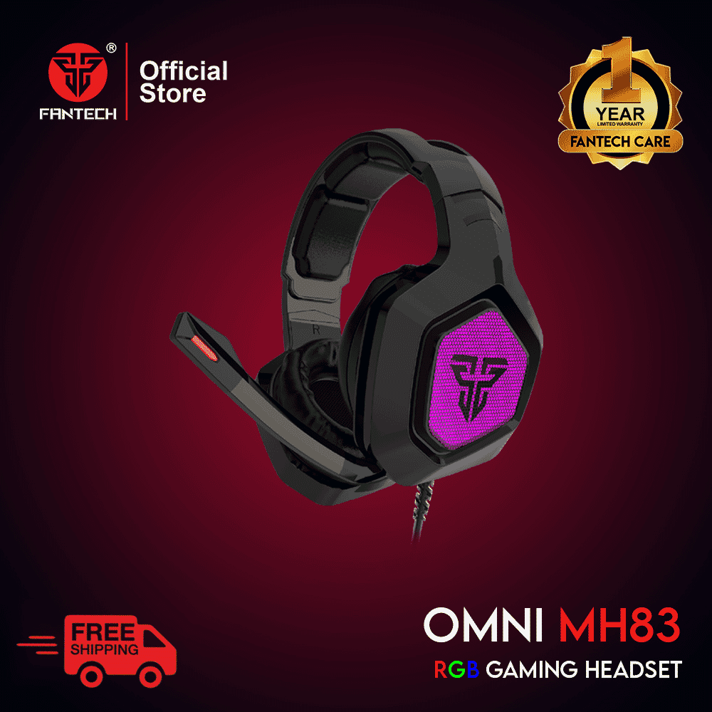 Fantech Mh83 Adjustable Over Ear Gaming Headphone Rgb Light Noise Cancelling Gaming Headset