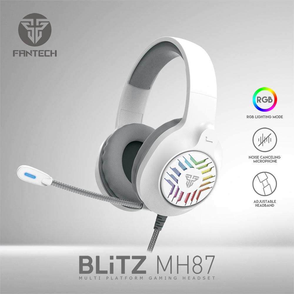 Fantech MH87 Single Jacked Gaming RGB Headphone White