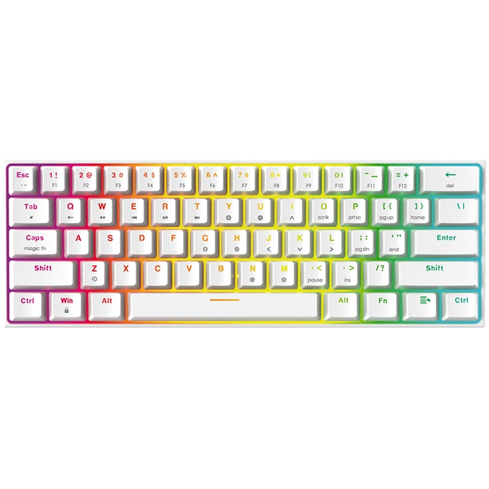 Fantech Mk857 60% Keyboard White (Blue, Red Switch)