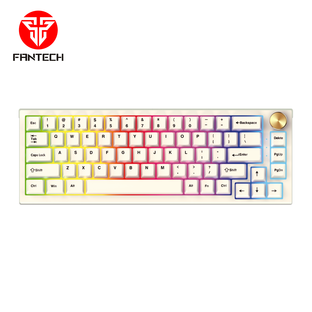 Fantech Maxfit67 MK858 65% Mechnical Gaming Wired + Wireless (White Edition) (White,Yellow Switch)