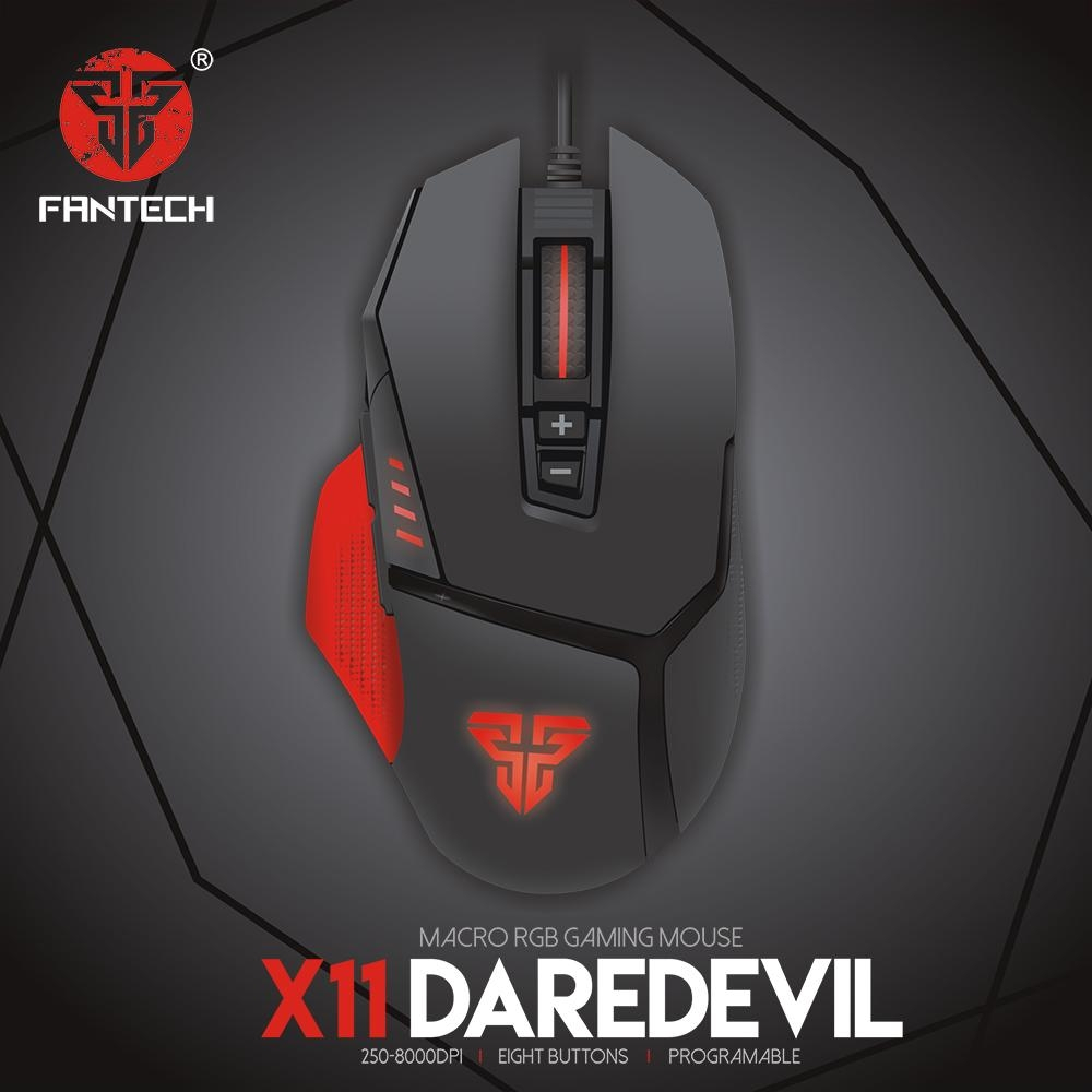 Fantech X11 Mouse Macro Rgb Color Usb Wired Backlit 8000Dpi 8 Button Optical Gaming Mouse
