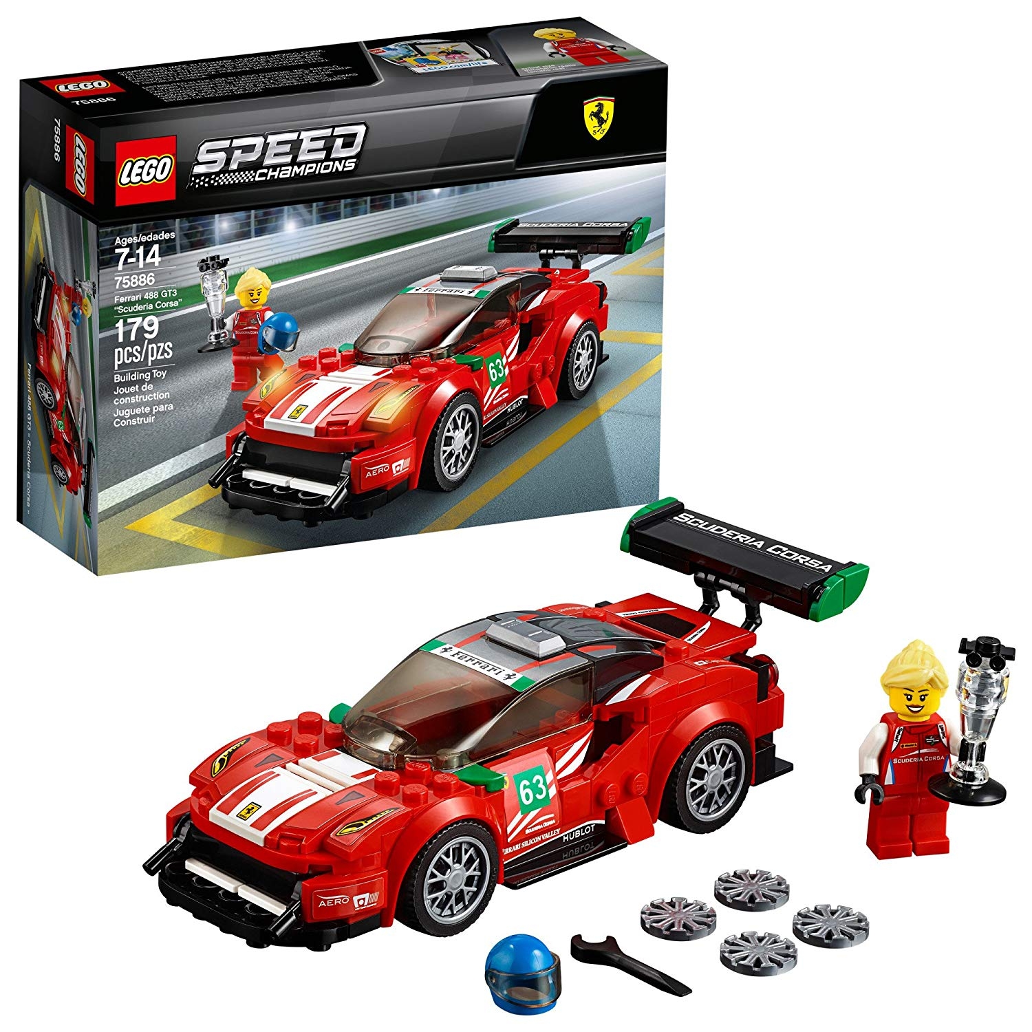 LEGO Speed Champions Ferrari 488 GT3 “Scuderia Corsa”Building Kit (179 Piece)LEGO- 75886