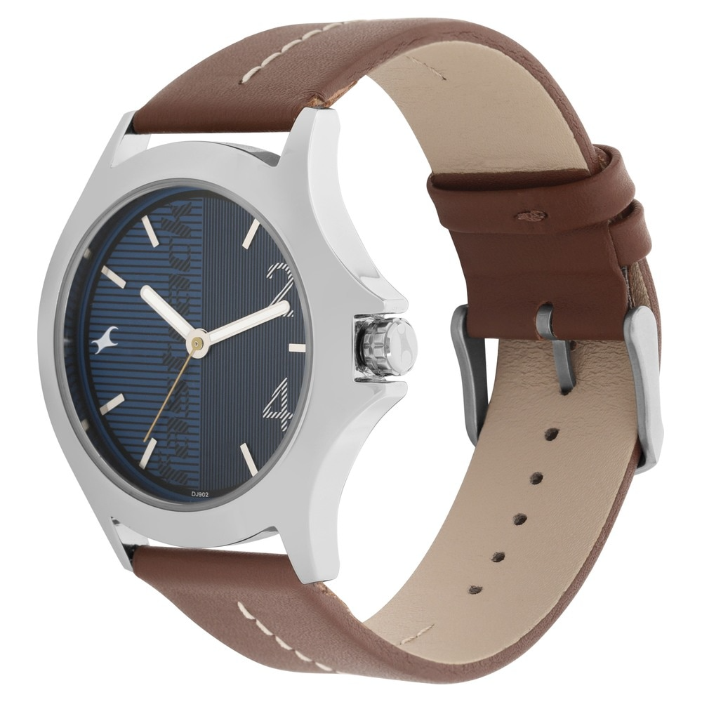 Fastrack Blue Dial Leather Strap Watch 3220SL01