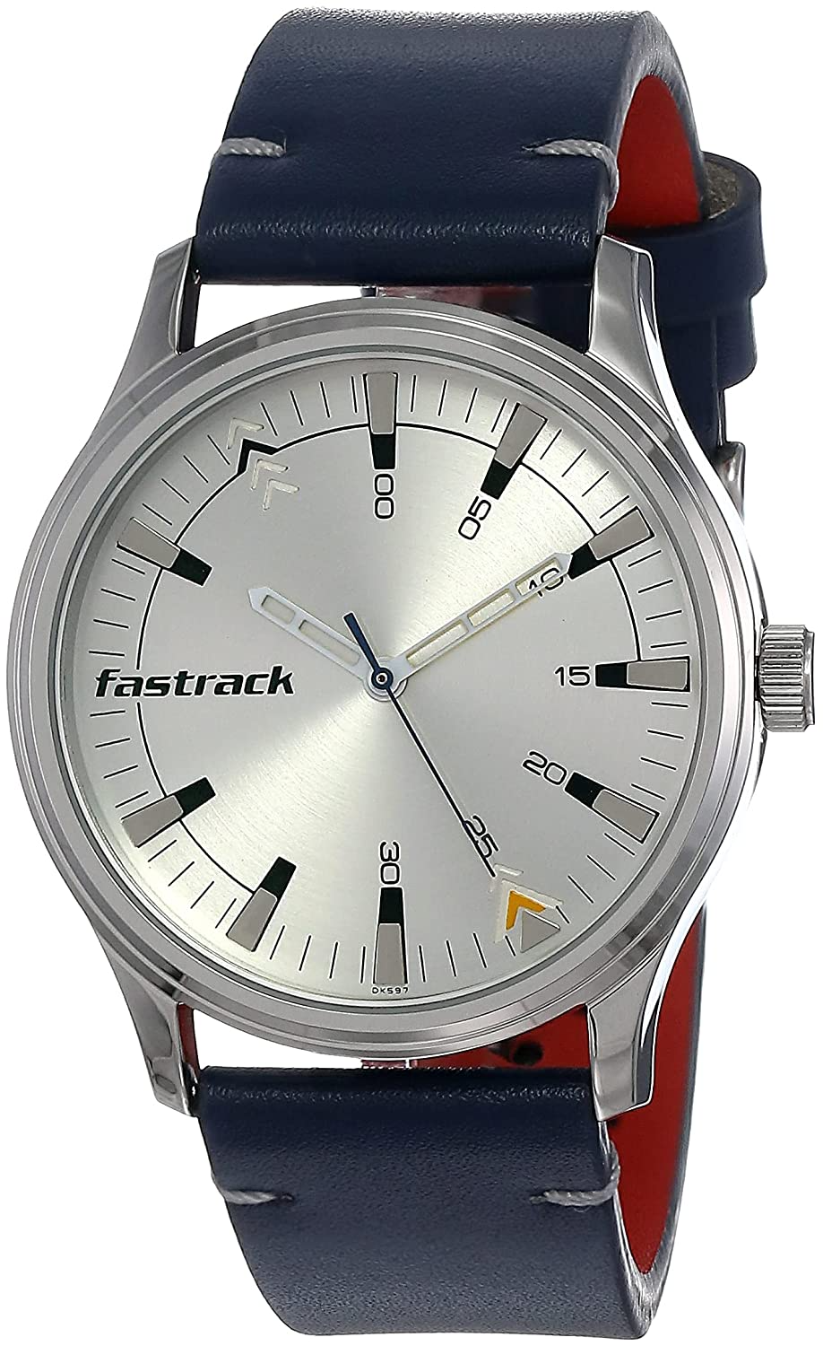 Fastrack Silver Dial Blue Leather Strap Watch 3236SL01