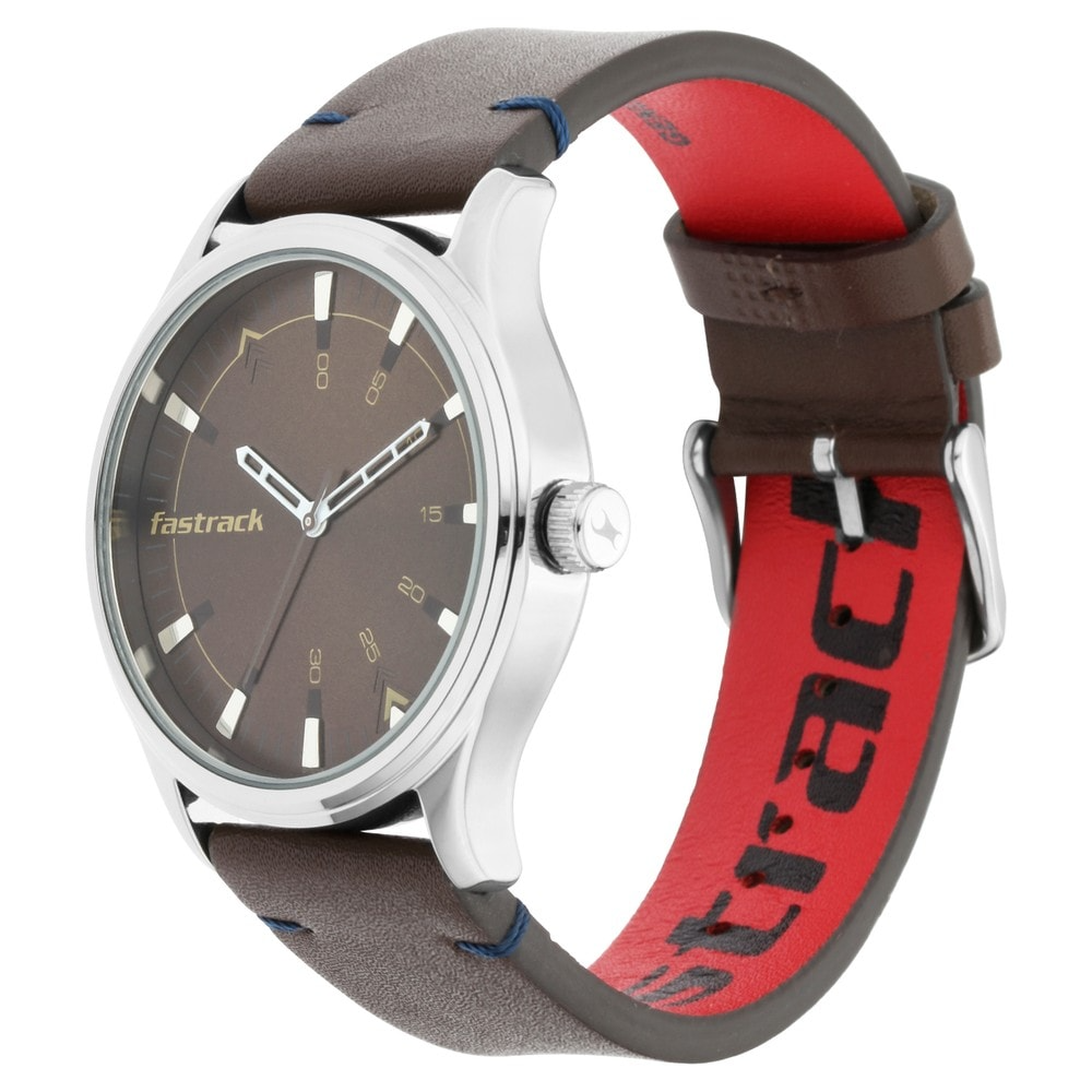Fastrack Light Brown Dial Brown Leather Strap Watch 3236SL03