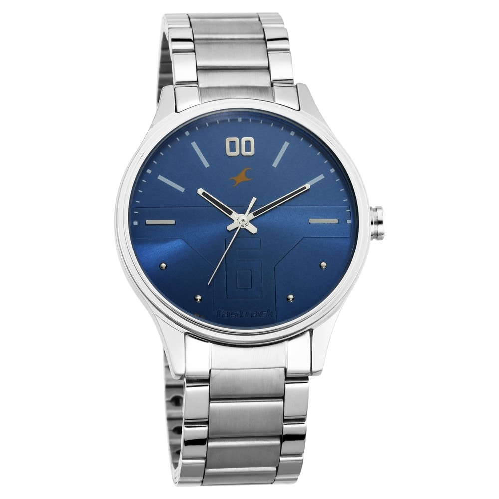 Fastrack Blue Dial Stainless Steel Strap Watch 3247SM01