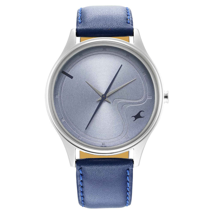 Fastrack 3290SL01 Stunners Quartz Analog Blue Dial Leather Strap Watch for Guys