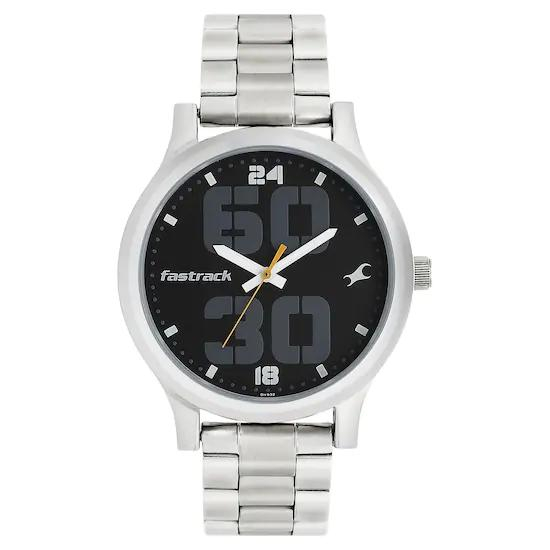 Fastrack Bold Black Dial Analog Watch for Men 38051SM07 