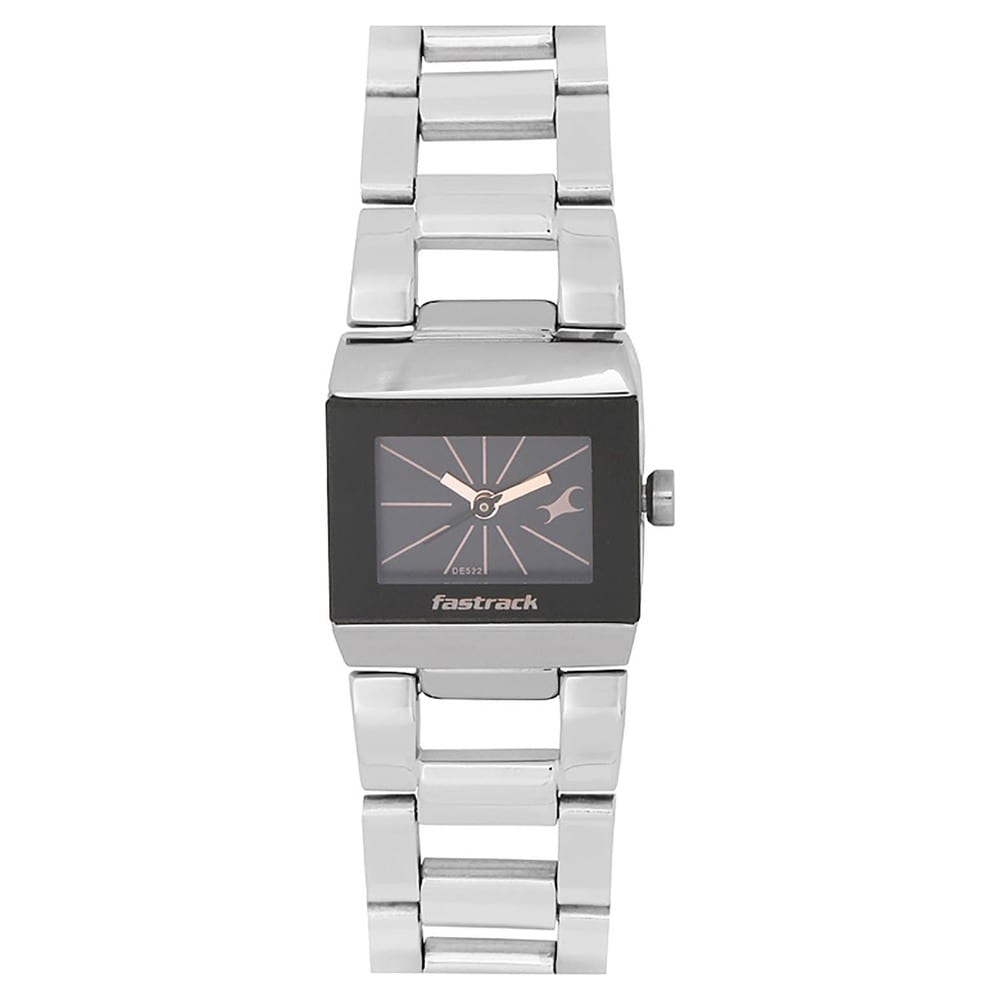 Fastrack Silver Dial Pink Leather Strap Watch 6114WL01