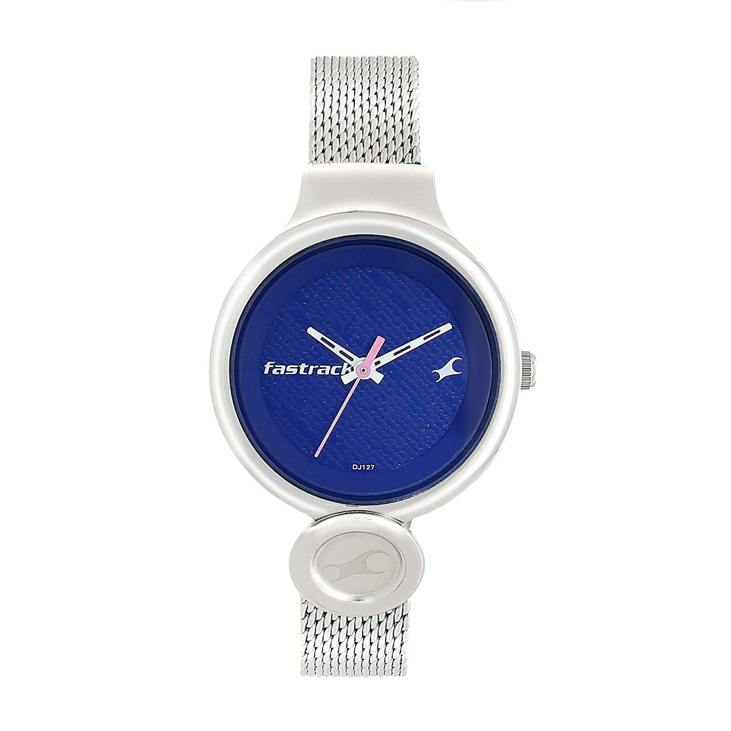 Fastrack Blue Dial Analog Watch with Stainless Steel Strap for Women's 6181SM01