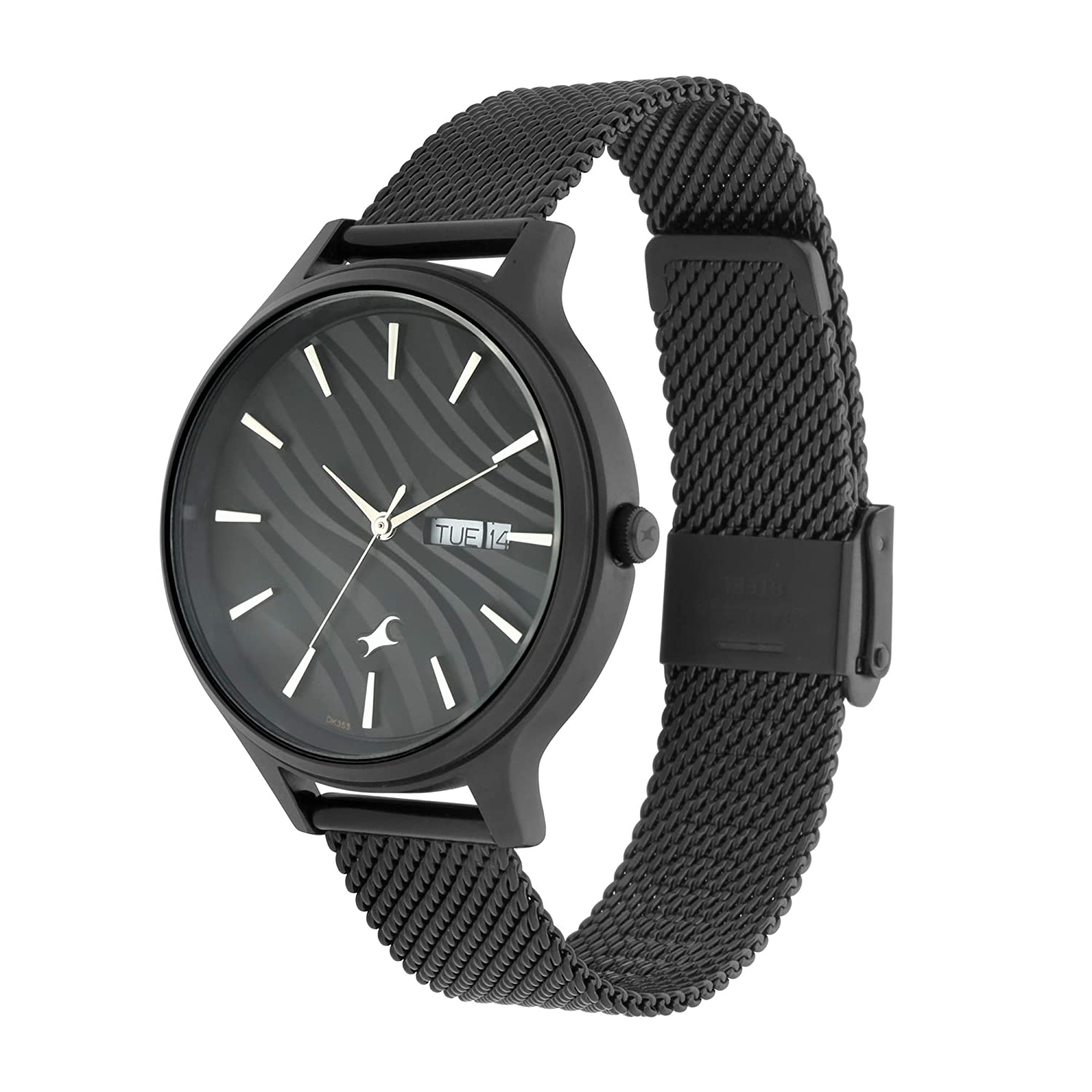 Fastrack Ruffles Black Dial Metal Mesh Strap Watch 6207NM01