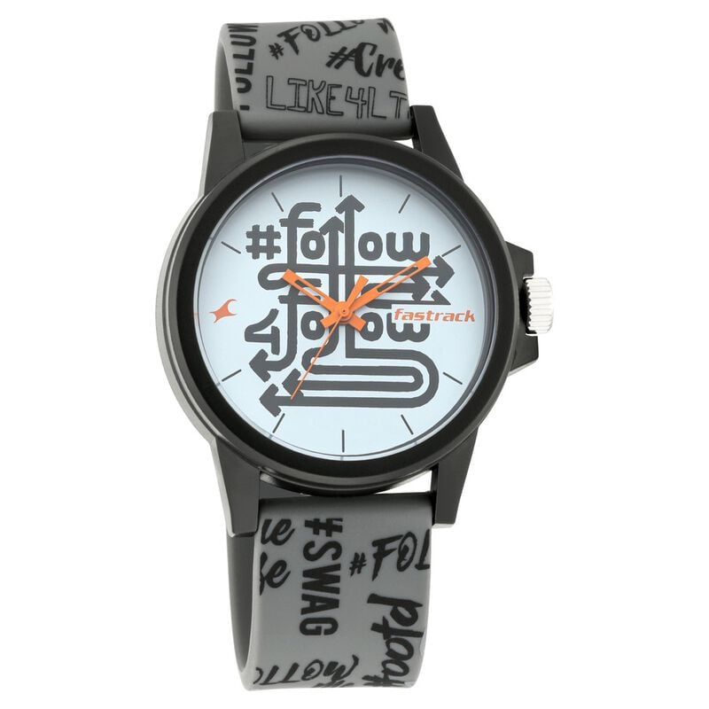 Fastrack 68012PP09 - Hashtag Quartz Analog Multicoloured Dial Silicone Strap Unisex Watch
