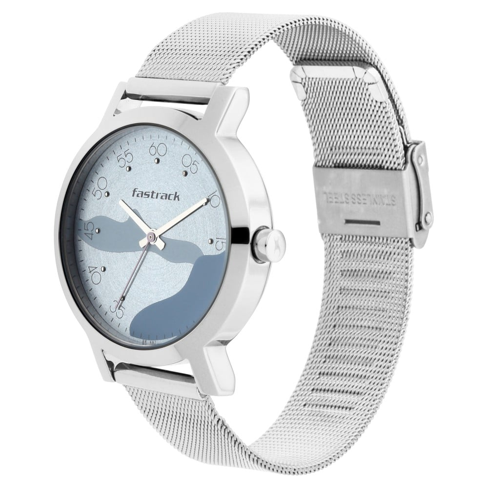 Fastrack Blue Dial Stainless Steel Strap Watch-6222sm02