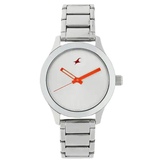 Fastrack Monochrome Analog Silver Dial Women s Watch NK6078SM02