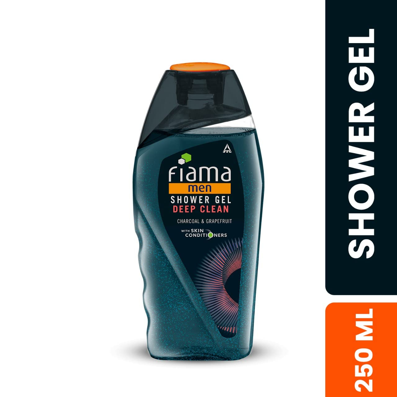 Fiama Men shower gel, deep clean with charcoal and grapefruit, skin conditioners for refreshed skin, bodywash 500ml bottle