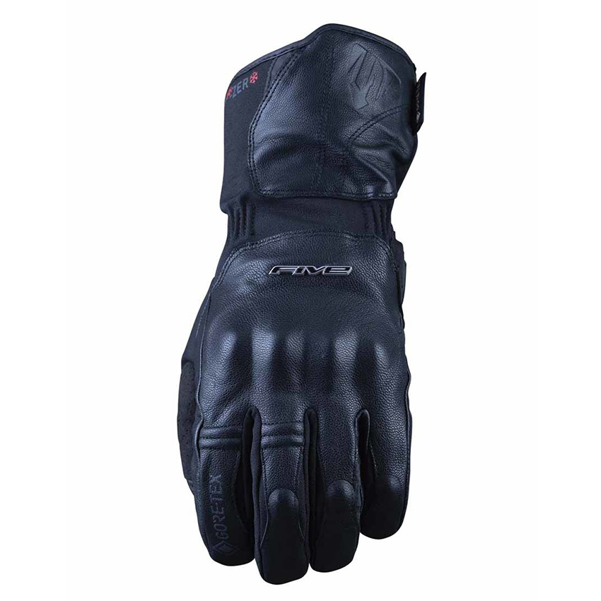 FIVE WFX Skin Minus Zero GTX Black Leather Winter Gloves with Knuckle Protection for Motorcycle/Scooter