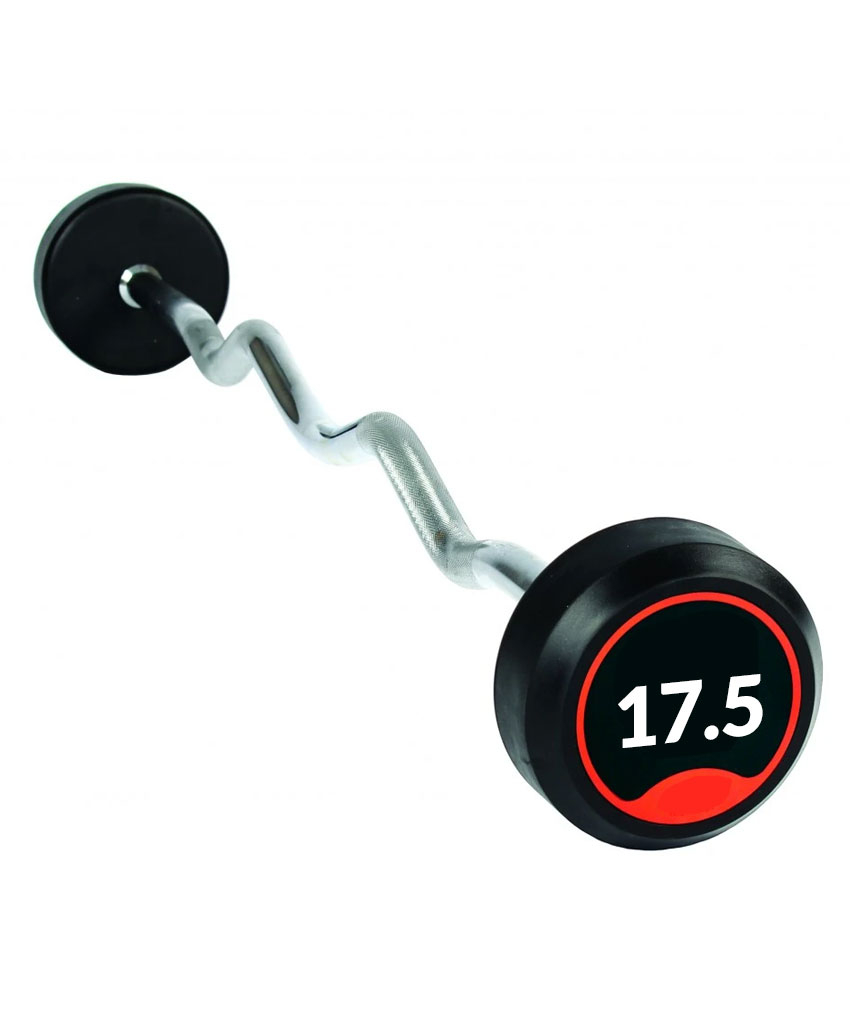 Fixed Rubber Curl Barbell 17.5kg