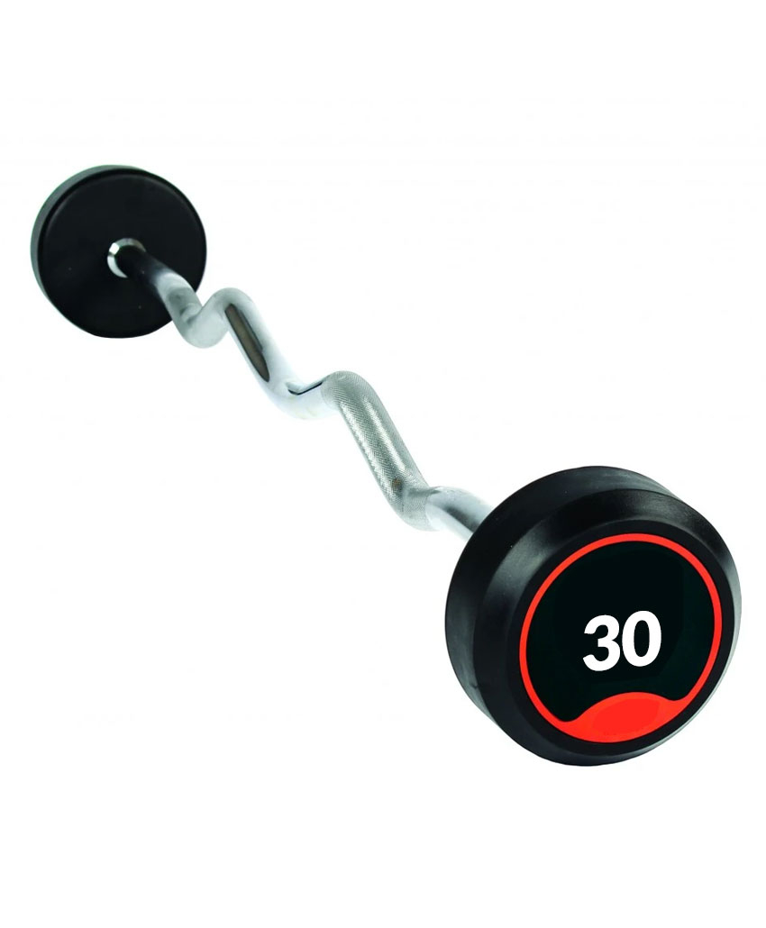 Fixed Rubber Curl Barbell 30kg