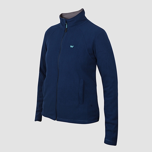 Wildcraft Women's Fleece Jacket for Winter -Navy Blue-M