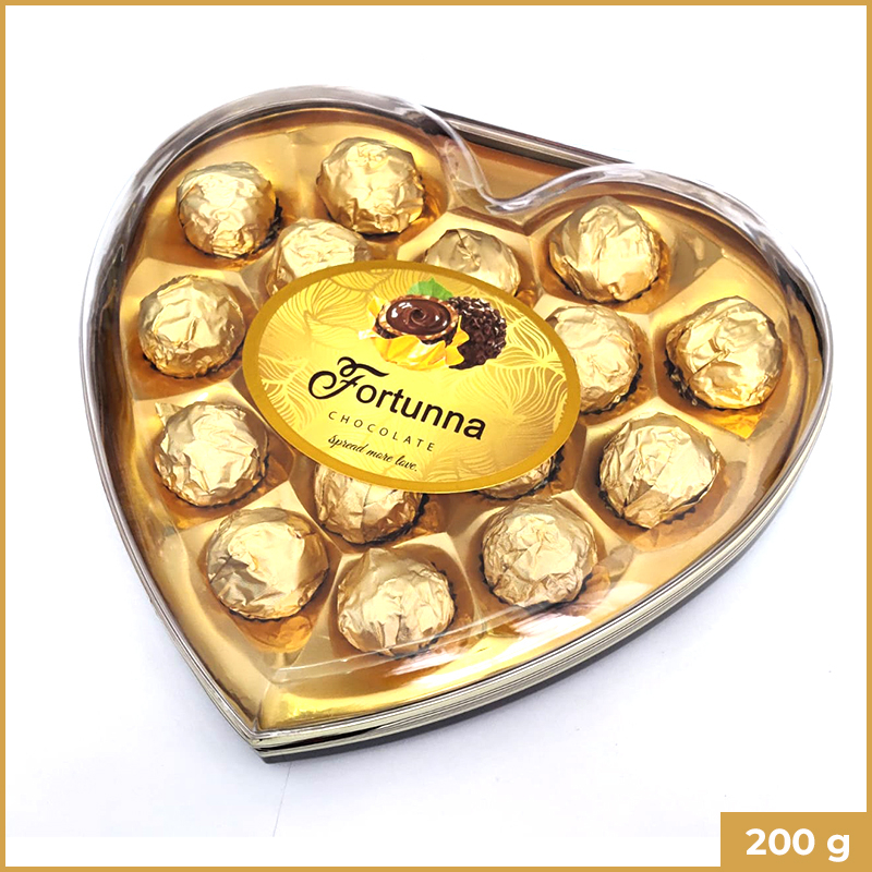 Fortuna Chocolate 16s Heart Golden 200gm