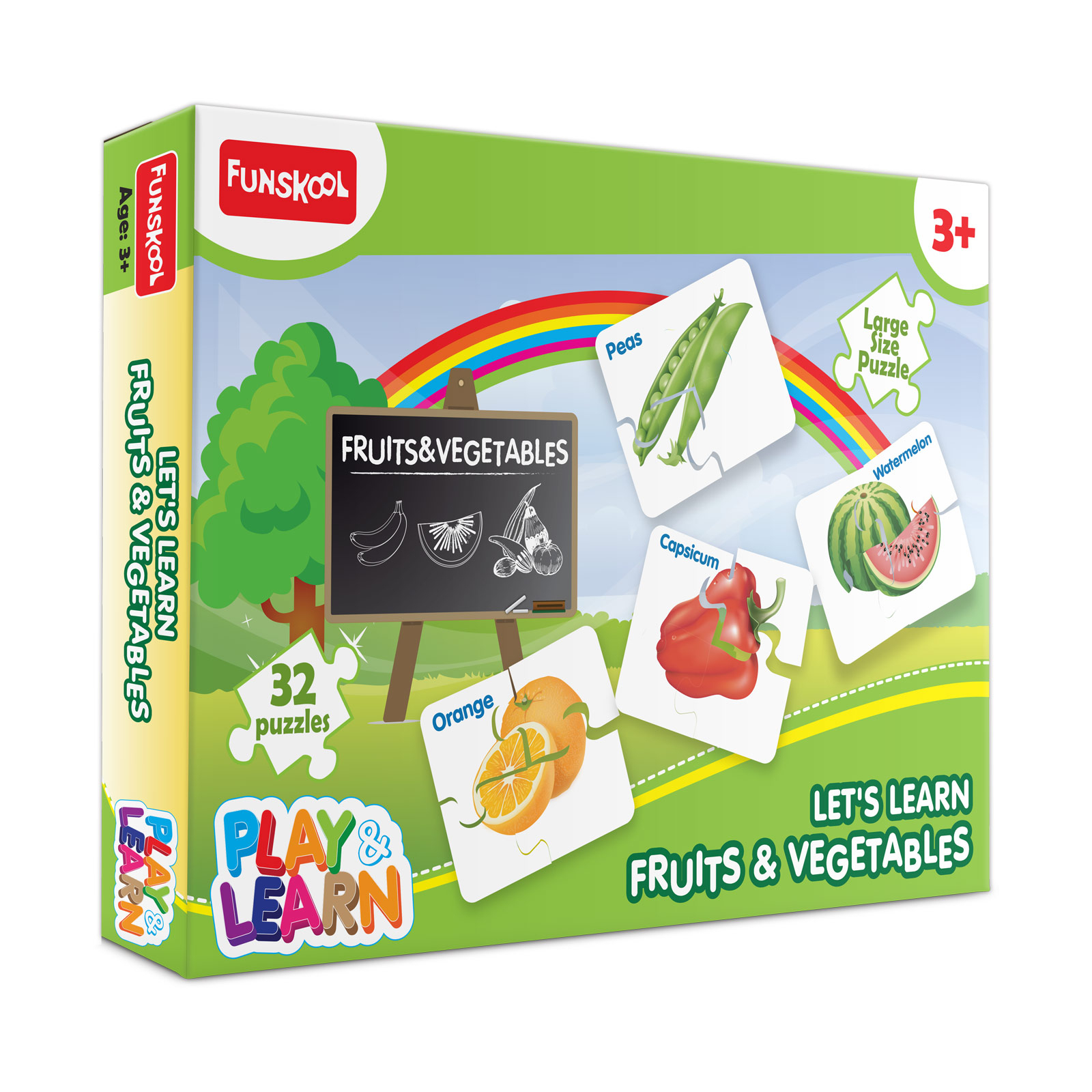 Funskool Play & Learn-Fruits & Vegetables,Educational,32 pieces,Puzzle,For 3 year Old Kids and Above,Toy